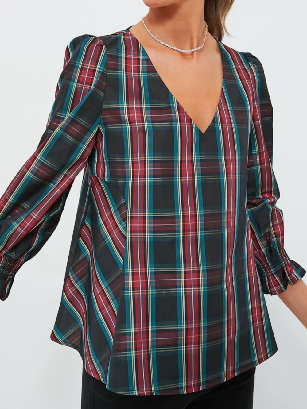 Tuckernuck Highland tartan Easton swing blouse. Medium. NWT